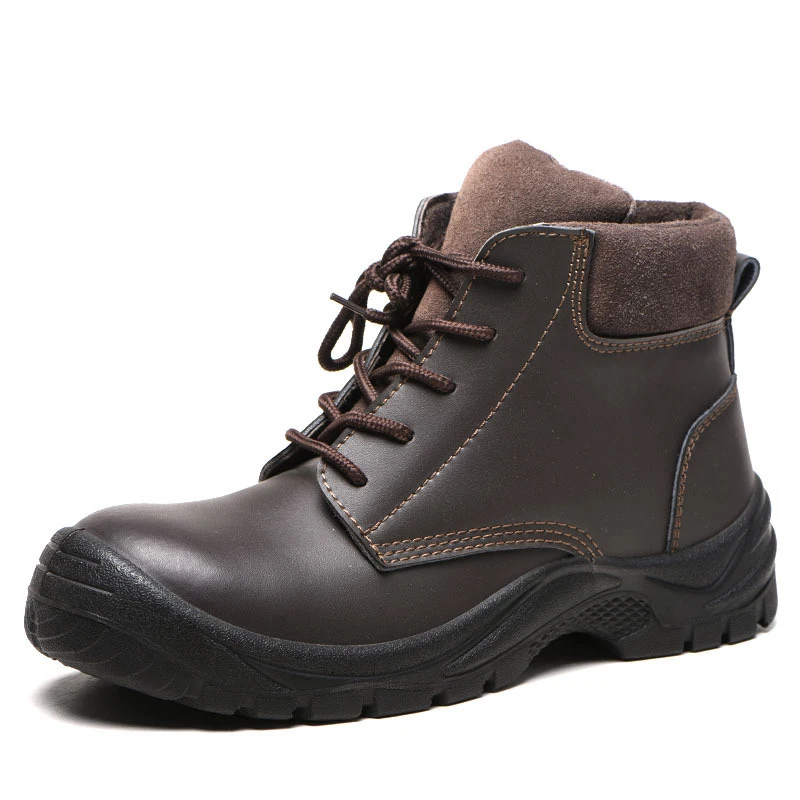 

cowhide warm safety shoes for workers anti-smashing fashion comfortable safety shoes, Brown