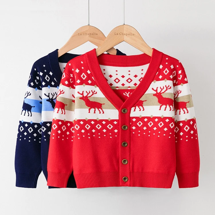 

M911 Christmas Winter Children Knitted Cardigan Kids Knit Sweater