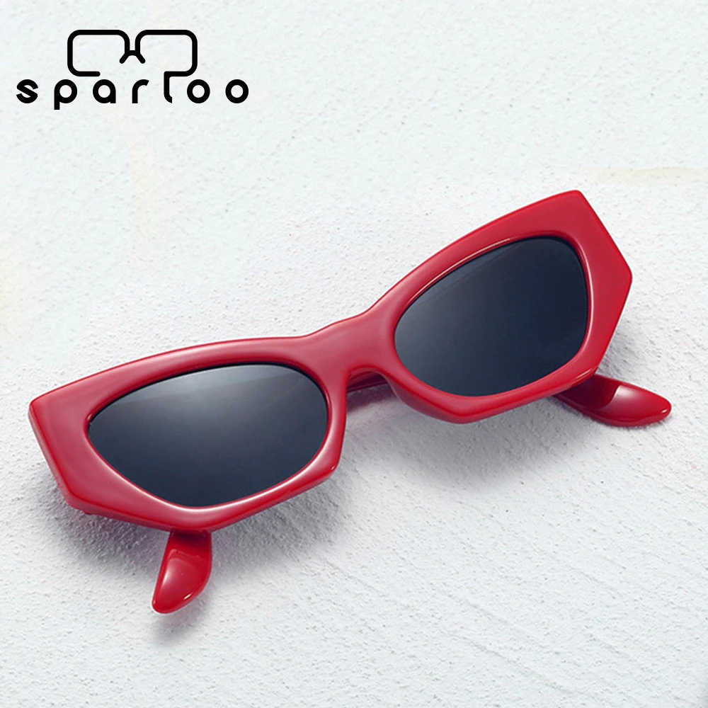 

Sparloo 1910 Custom Plastic Eye Cat Sunglasses Small Frame Red UV400