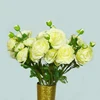 New Design Fashion 64Cm Mini Simulation Lotus Plant Silk Orange Artificial Peony Flower For Backdrop Decor