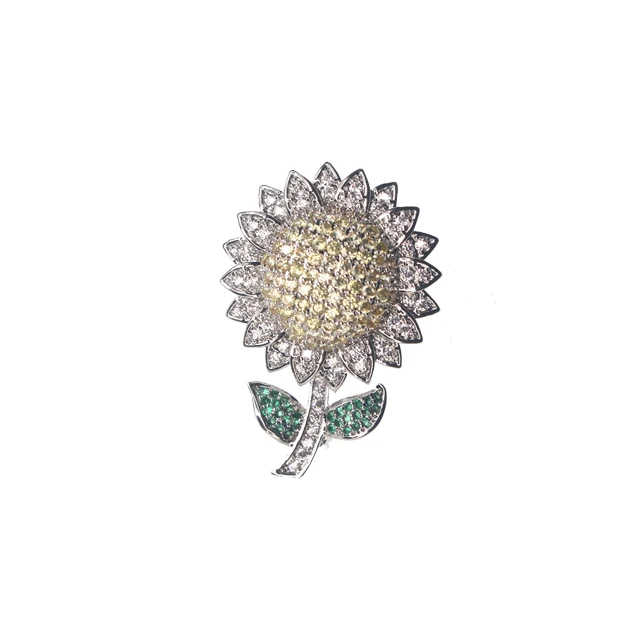 

Small moq Best china low price sunflower brooch snap fasteners Korean style, Golden