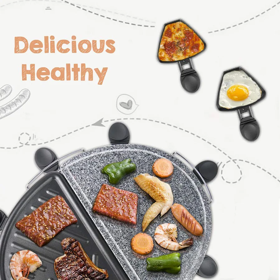 
Stone Non-Stick Griddle Plate 1300W Smokeless Indoor BBQ Table Electric Grill Korean Barbecue Raclette Grill 