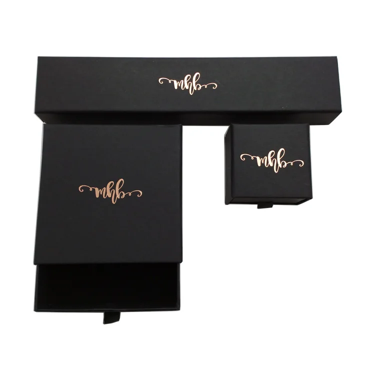 

Black ring pendant boxes jewelry custom logo Drawer pink packaging boxes for bracelet necklace earrings