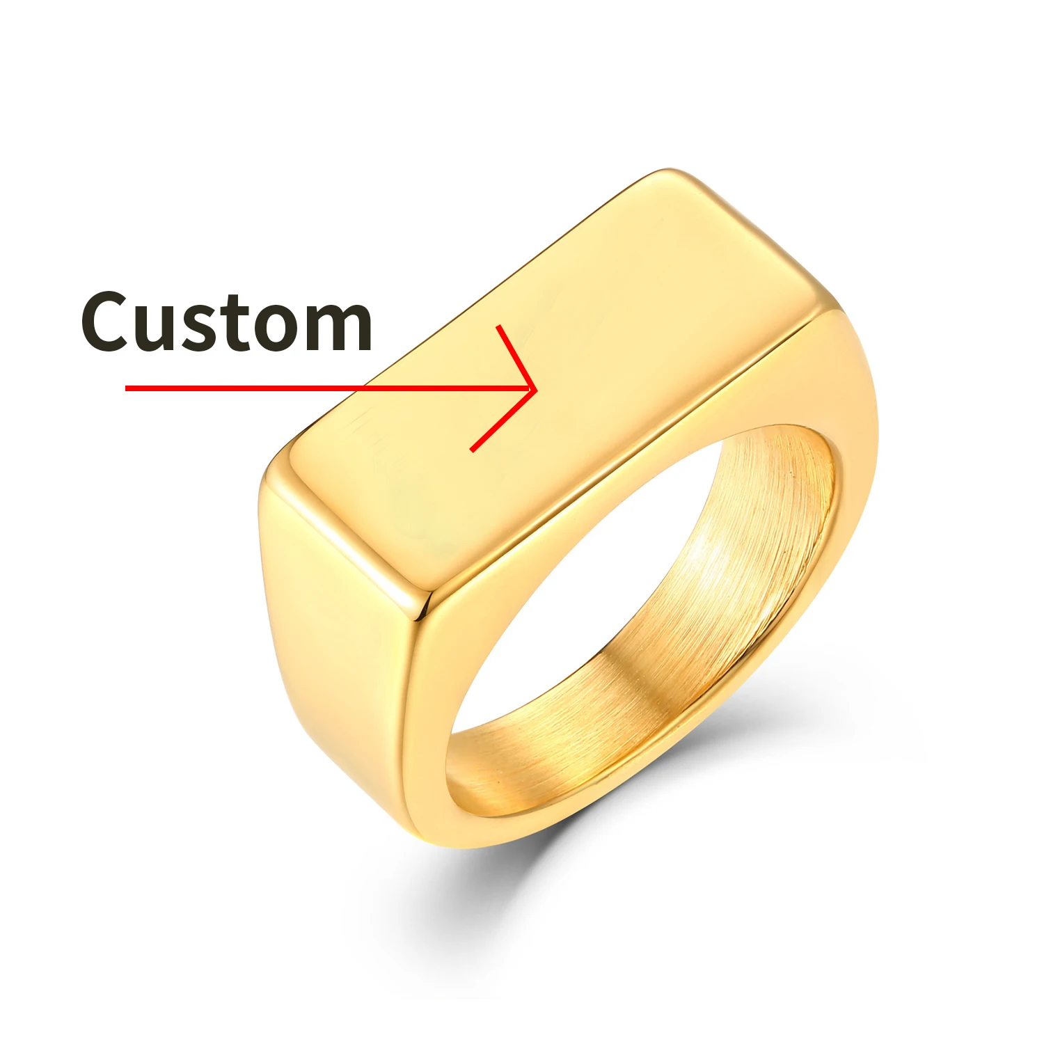 

Dr. Jewelry 316L Stainless Steel 18K Gold Custom Swoosh ODM Patterns Logo Mens Rings for Member Gifts, See picture