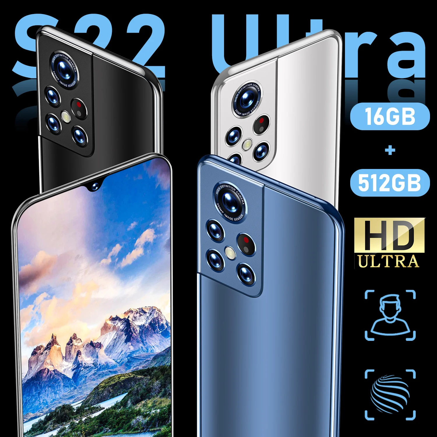 

2022 Global Version S22 Ultra Original smartphone 6.9 HD Full Screen 16+512GB Dual SIM SmartPhone 6800mAh Android Mobile Phone