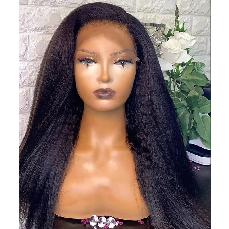 

Kinky Straight Natural Color Cuticle Aligned Virgin Pre-plucked Human Hair Lace Front Wig