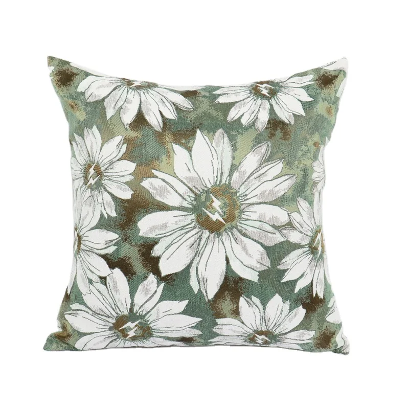 

hot sale Chenille Jacquard fabric Sunflower design cushion cover for home decoration, Multi color