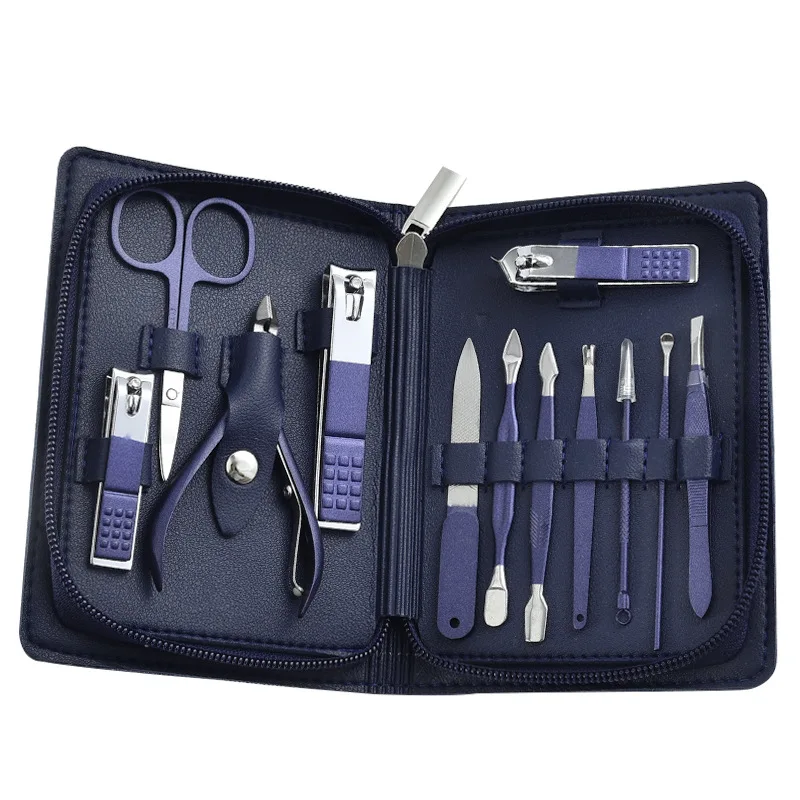 

Top Quality Manicure Set Case 12 pcs Nail Clipper Set Stainless Steel Nail File Sets Business Trip