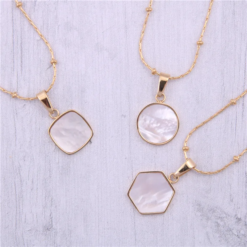 

Sland 18k Gold Plated Jewelry Gradient Color Shell Pendant Necklace Female