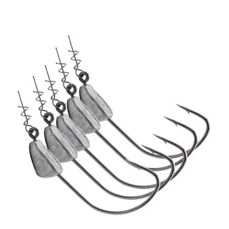 

Anti-hanging bottom saltwater fishing lead crank hook with counter weight spring locking pin fish hook, Silver