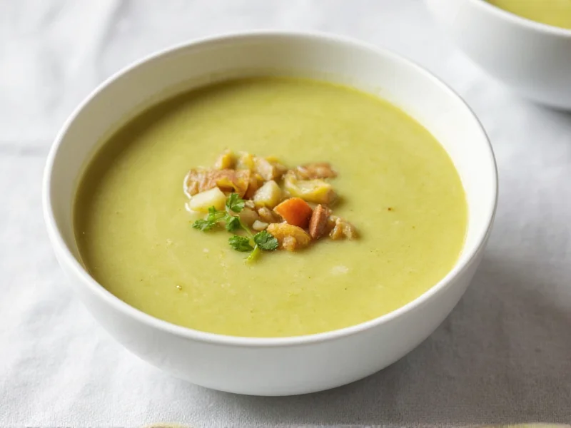 Serviervarianten der Kartoffel-Lauch-Suppe mit verschiedenen Garnituren