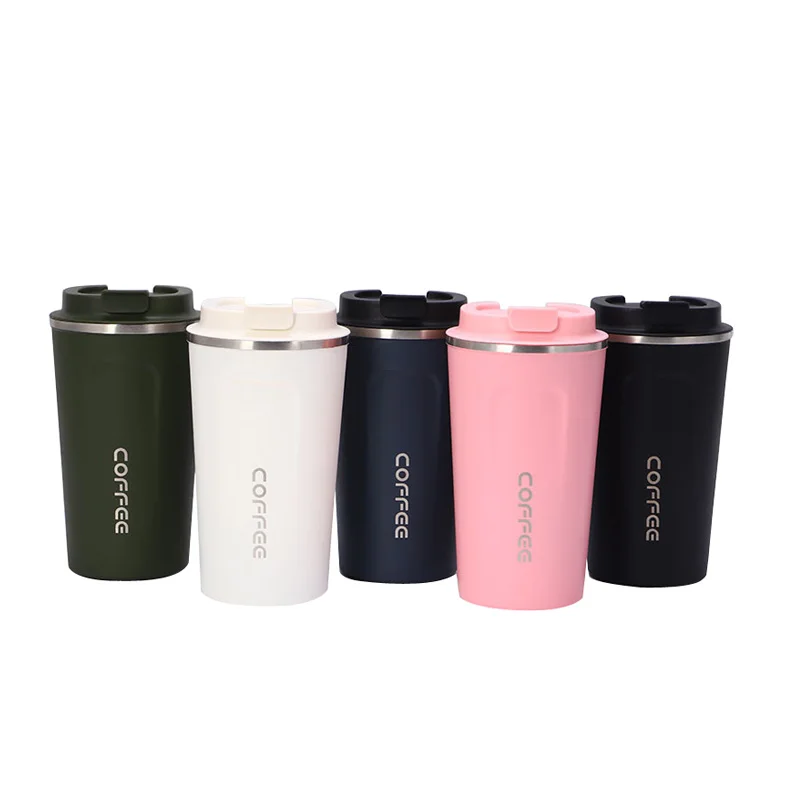 

Feiyou Hot sales Reusable Colored water bottle Stainless Steel Vacuum Thermos Custom LOGO Insulated Coffee Travel mug with lid, Black blue pink white green