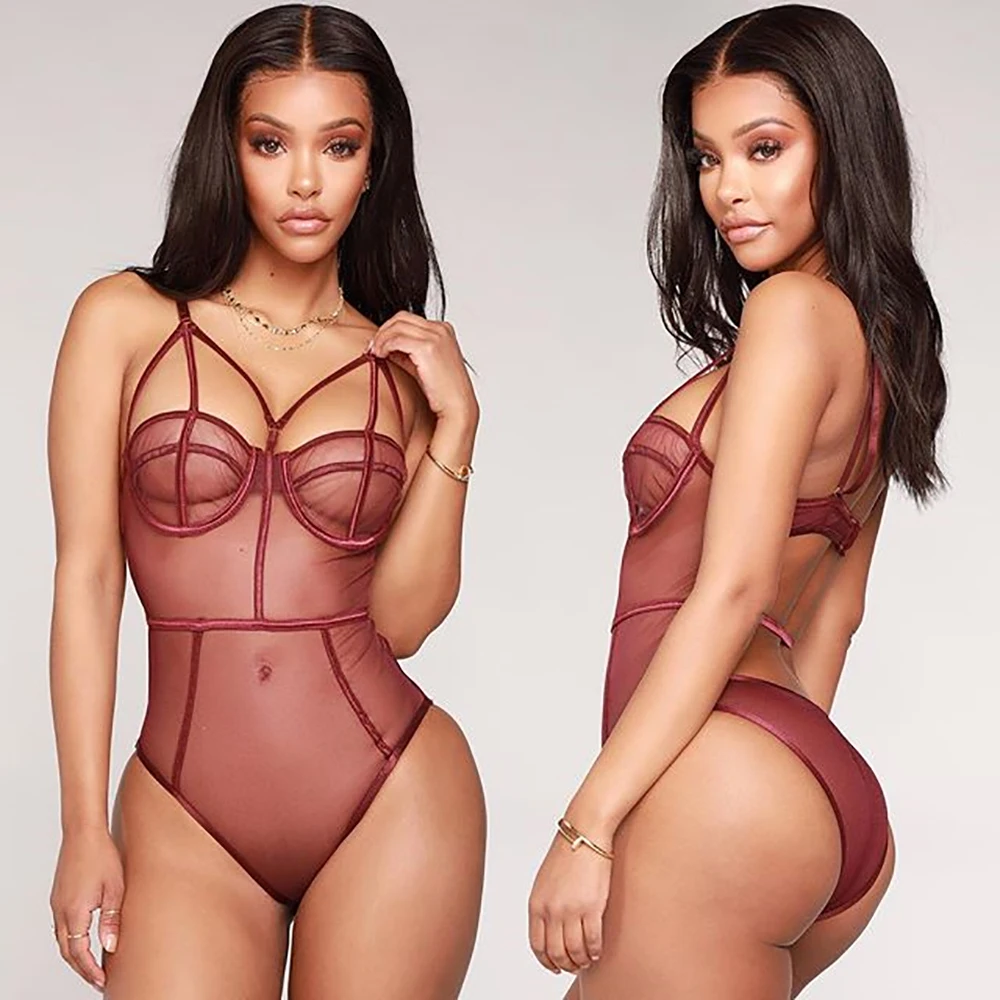 

2021 wholesale women lingere set luxury sexy lingerie vendors transaprent, Red