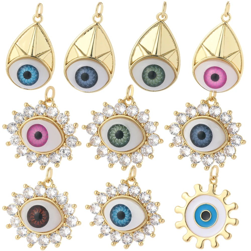 

Wholesale 18k Gold Plated Evil Blue Eye Pendant Designer Charms Bulk Turkish Evils Eye Diy Charm Pendant Necklace Jewelry