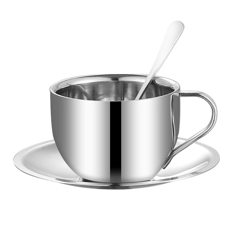 

Reusable Double Wall 304 Stainless Steel Coffee & Tea Sets Mug Cup with Spoon and Tray