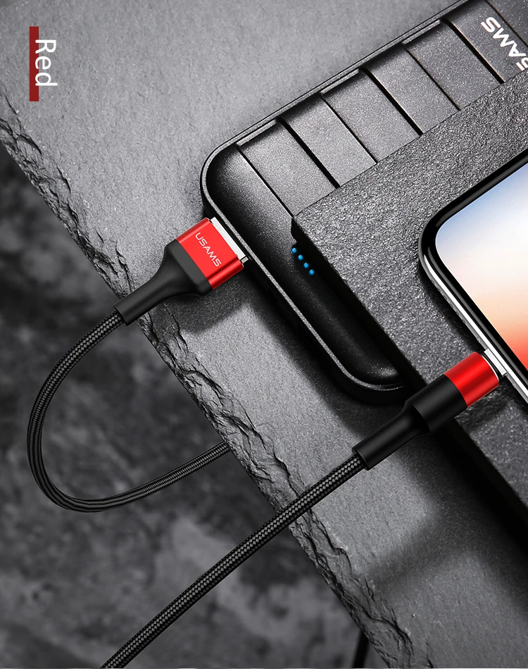 USAMS Aluminum alloy Braided Data Lighting USB Cable Set for iPhone