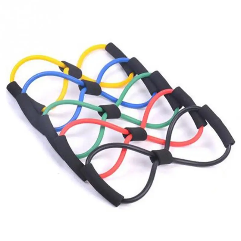 

New Arrival "8" Shaped Elastic Rubber Sports Loop Yoga Expanding Strap Pilates Fitness Belt extension strap Random Color