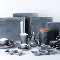 

New 2019 Trending Product Grey Dinner Set, Porcelain Dish Set Western Style, Plates Sets Dinnerware Restaurant@