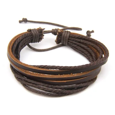 

Men Black And Brown Braided Rope Bracelet Jewelry Men Leather Bracelets, Black color