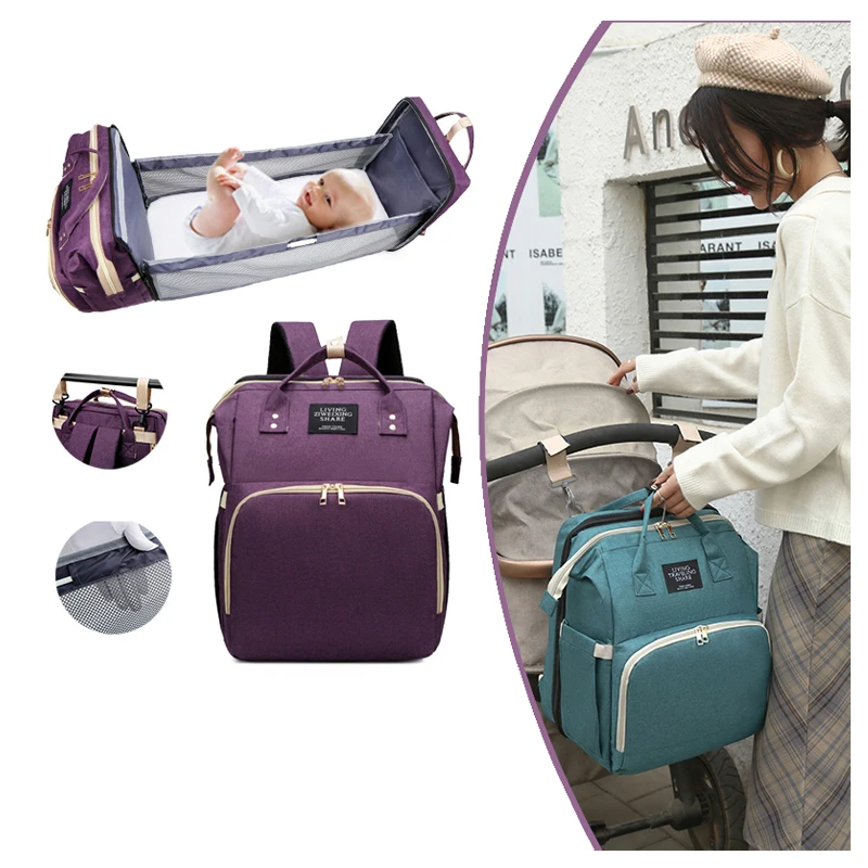 

2021 cheapest simple wholesale diaper bag baby caring bed multi-function outdoor travel mummy backpack bag, Black, gray, dark/light purple, dark/light blue