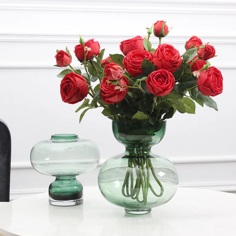 

Mouth Blown Home Decoration Colored Luxury Art Glass Flower Design Vase