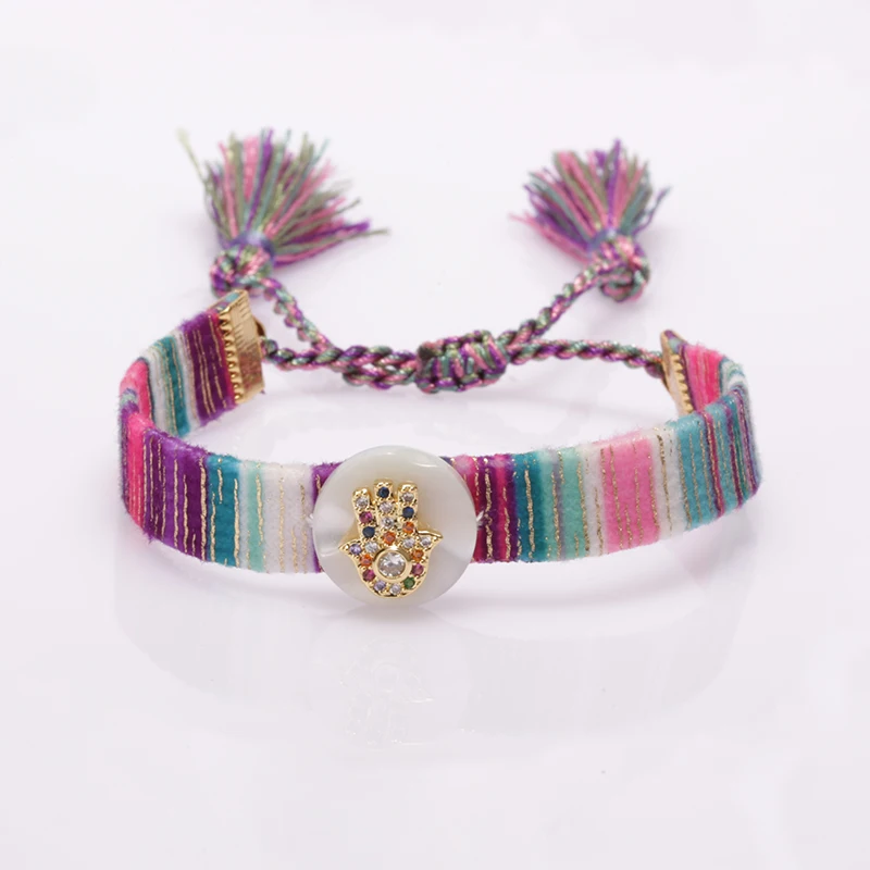 

Braided String Kabbalah Bracelets Rotating Evil Eyes Hamsa Hand for Protection Bracelet Red/Black String, Multi color