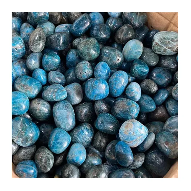 

Bulk wholesale natural polished blue apatite tumbled crystals stones for decorations