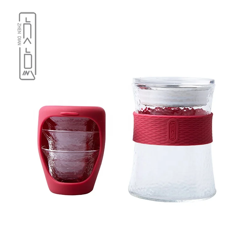 

Zhendian 300ml Pyrex Glass Red Color Pour Over Coffee Tea Maker Cup With Filter