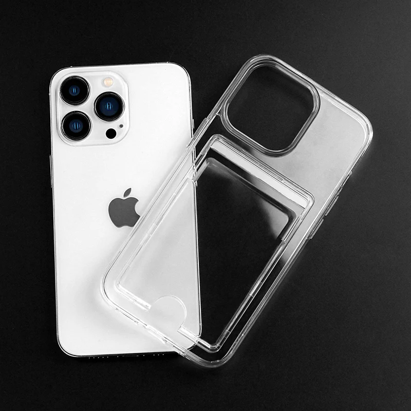 

Amazon Best Selling Product For iPhone 12 13 Card Holder Phone Case Clear PC TPU Hybrid Credit Card Holder Case, Transparent