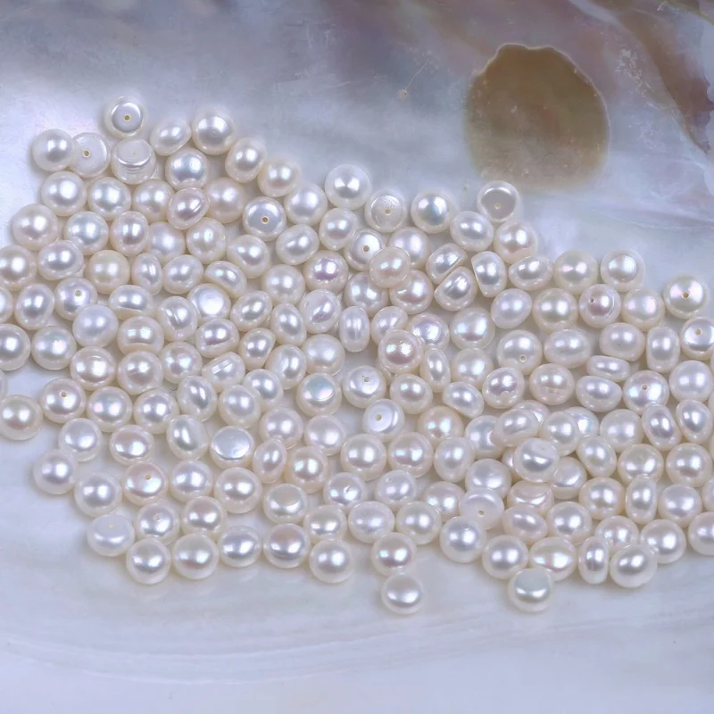 

Wholesale Pearl Jewelry Natural Loose Pearls 3-15mm 3A Natural Freshwater Button Pearl Beads for Button Necklace