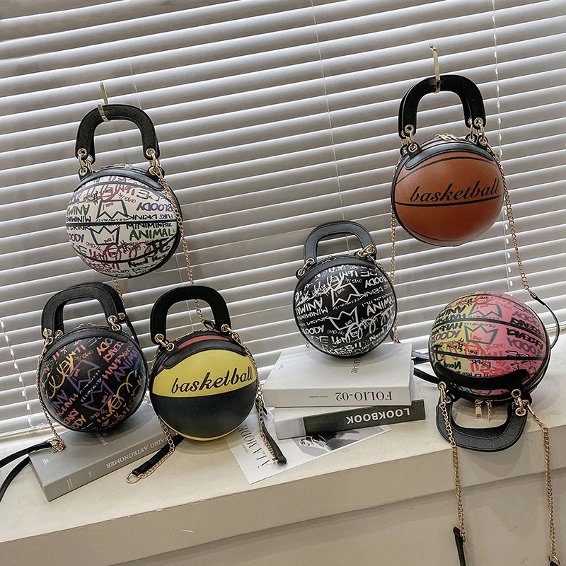 

High quality ladies basketball bag fashion handbag and purse trend graffiti shoulder bag bolso de mujer, Multicolor