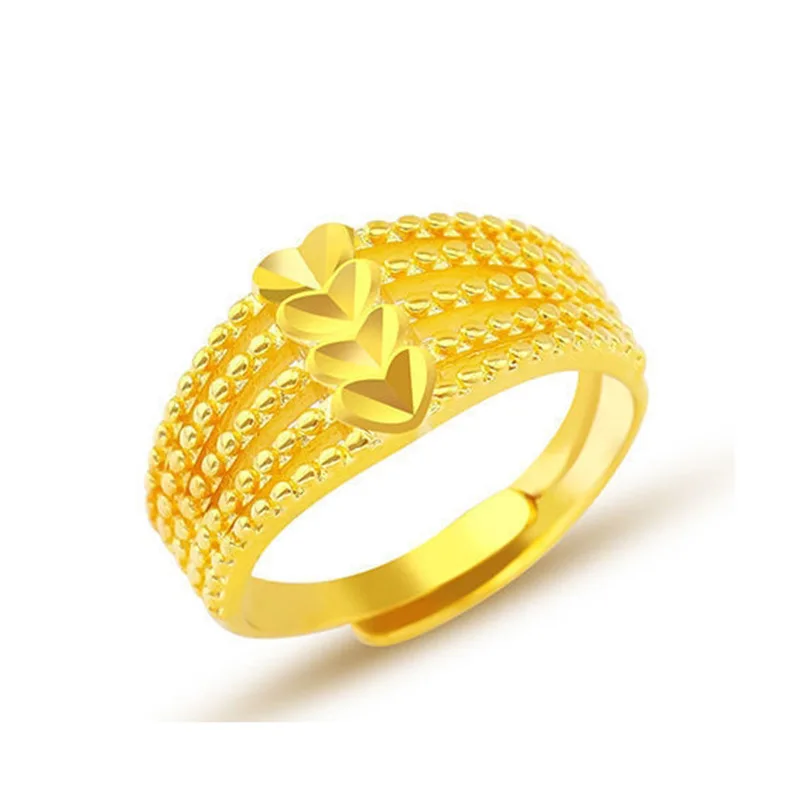 

Gold Love Five Lines Women's Opening Ring Brass Gold Plated Open Mouth Peach Heart Ring Wholesale Gold Shop Style Female Ring