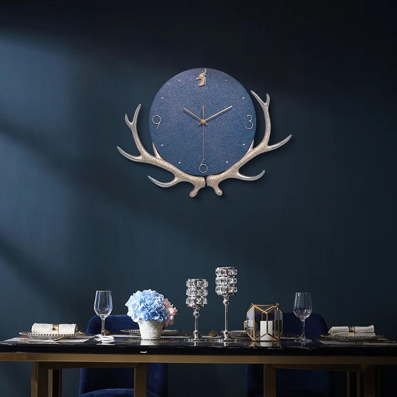 

Wholesale DIY Resin Metal Clock In Deer Pictures 100% Handmade Home Decoration Round Wall Clock For Hanging