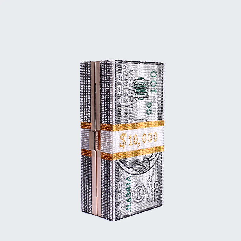 
Luxury $100 Dollars Rhinestone Crystal Money Bag Clutch Evening Bag Purse Crystals Bling Money Bag Rhinestone Money Purse 