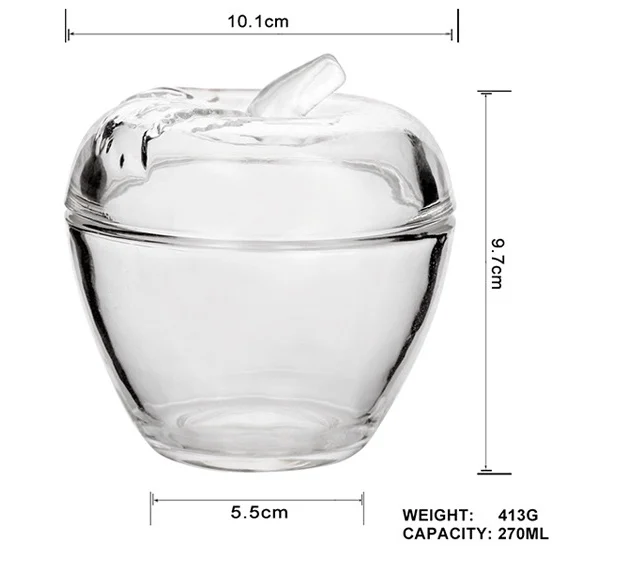 

Transparent glass apple shaped candy can with lid jars