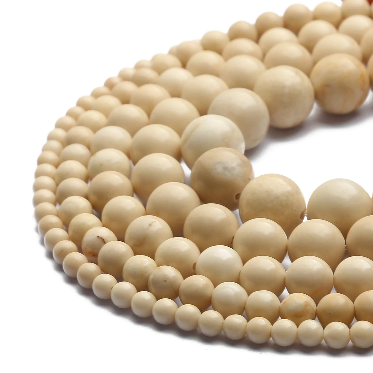 

Natural Stone Beads White Stone Loose Round Beads for Jewelry Making DIY Bracelet Necklace Earring Jewelry Accessories