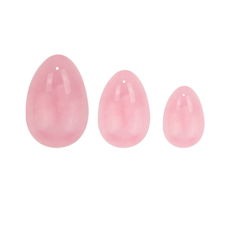 

Wholesale natural pink yoni egg stone set rose quartz crystal yoni eggs for Kegel Exercise, Customized