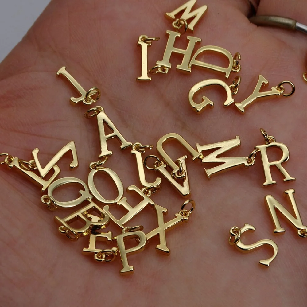 

DIY Jewelry Making Wholesale Fashion Tiny 14 K Gold Initial Letter Pendant Alphabet A-Z Charms For Necklace Bracelets