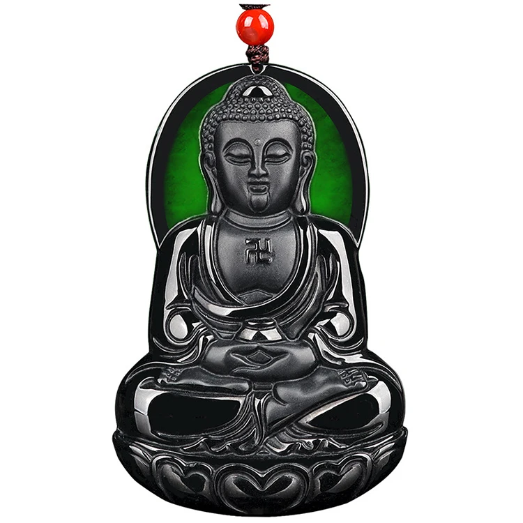 

Certified Grade A Natural Ink Cui Jadeite Ink Jade Amitabha Buddha Ice Type Jade Pendant Buddha Statue Pendant Myanmar 1