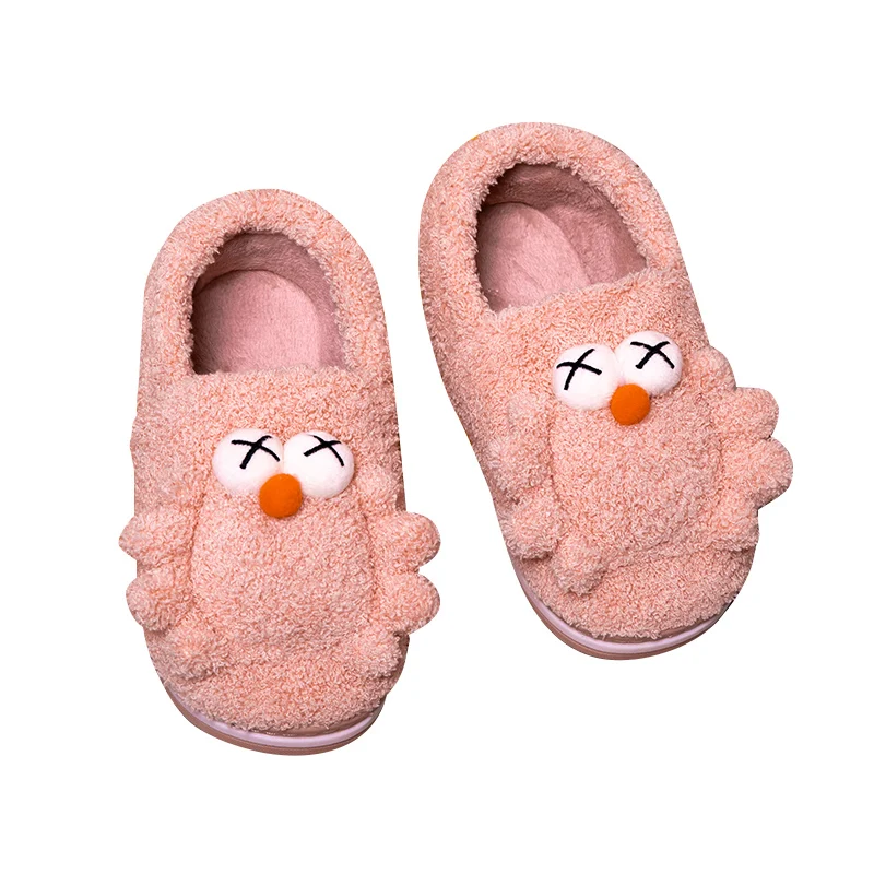 

Kids Cartoon Slippers Cute Crab Comfy Anti-Slip Sandals Children Wool Plush Winter Indoor Warm Soft Soled Slides, Mix color