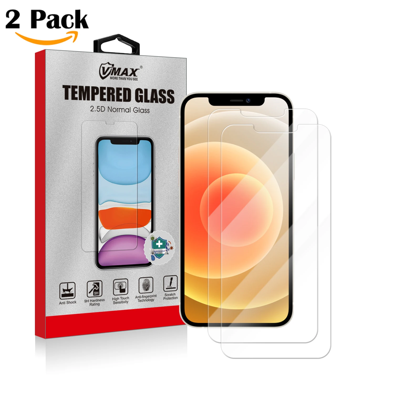 

2PCS in 1 Pack Tempered Glass For iPhone 11 pro max Screen Protector For iPhone 12 mini Glass Film, Transparency 99% color