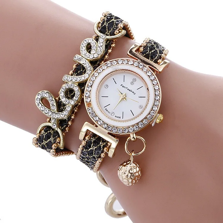 

Charm Bracelet Rhinestone Diamond Valentine'S Day Gifts 2020 Straps Leather Relojes Hombre Vintage Leather Watch Strap, Multi