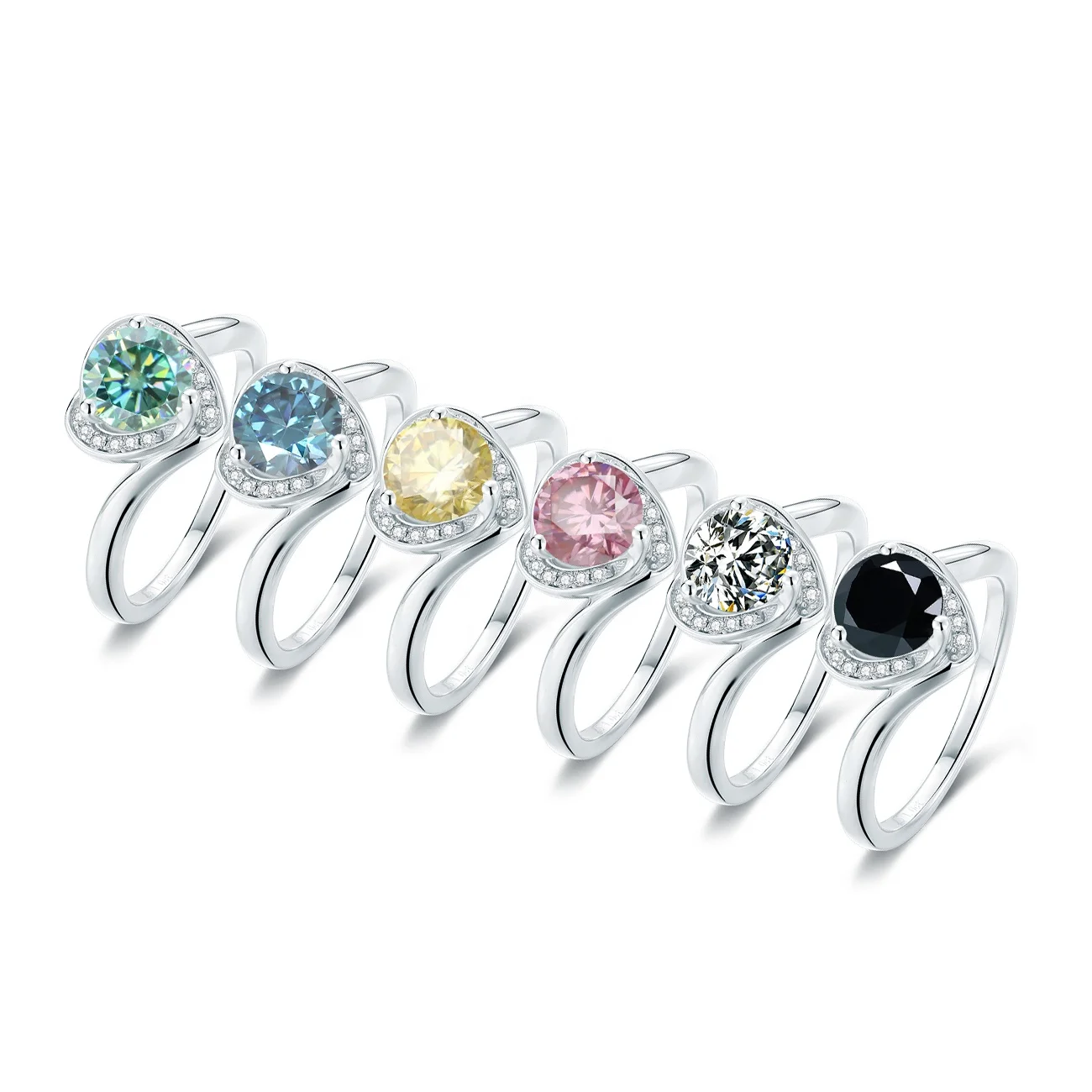 

New Design Wedding Engagement Ring Heart Cz Ring Jewelry 925 Sterling Silver Moissanite Ring For Women