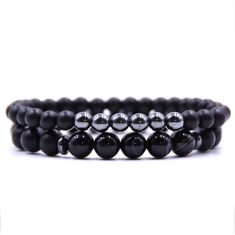 

Simple Multi Color Elastic Agate Quartz Geode Stack Boho Bead Bracelet Sets