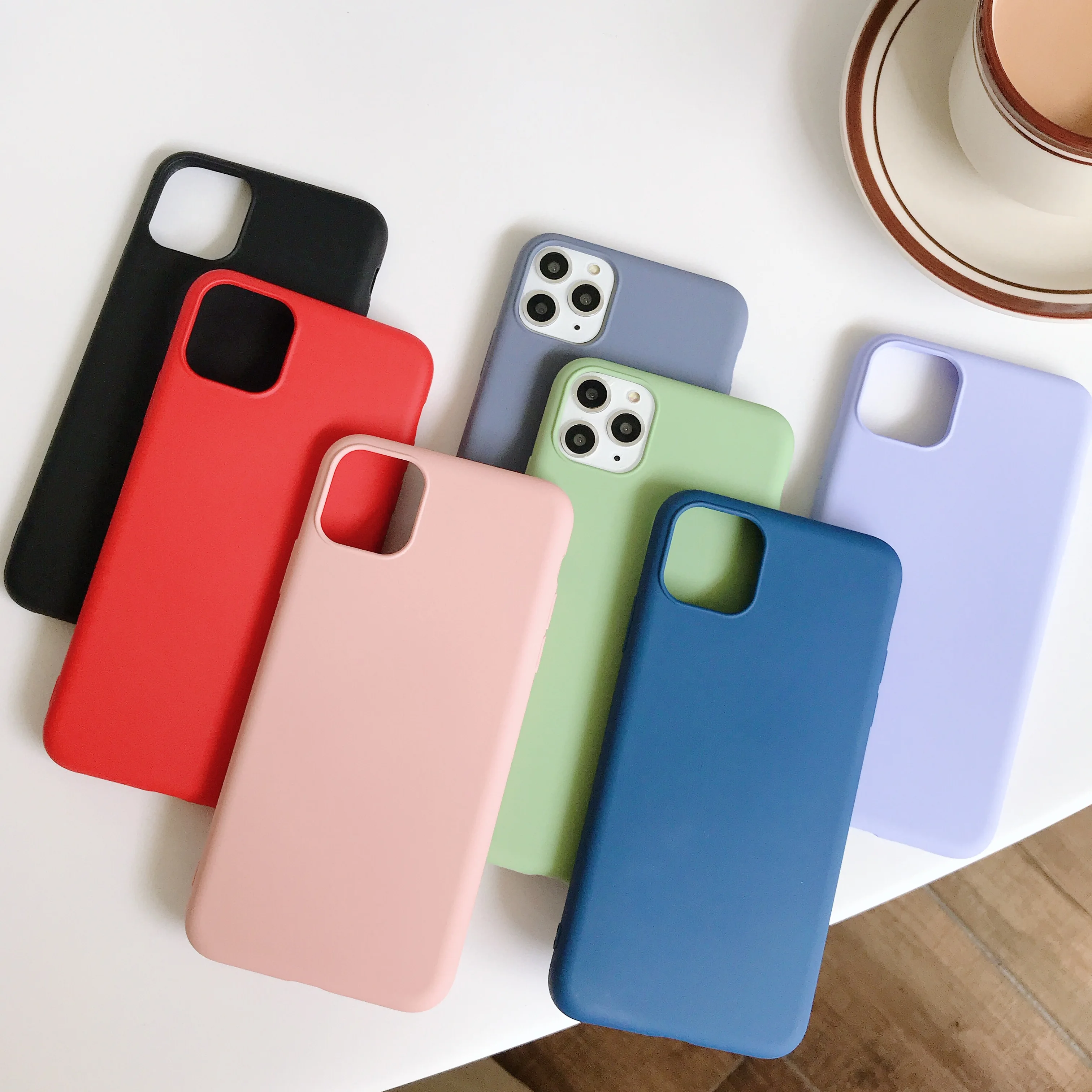 New soft silky hand feel TPU Silicone phone case for iphone 11 7 8 plus x xs xr xs max for iphone silicon phone case