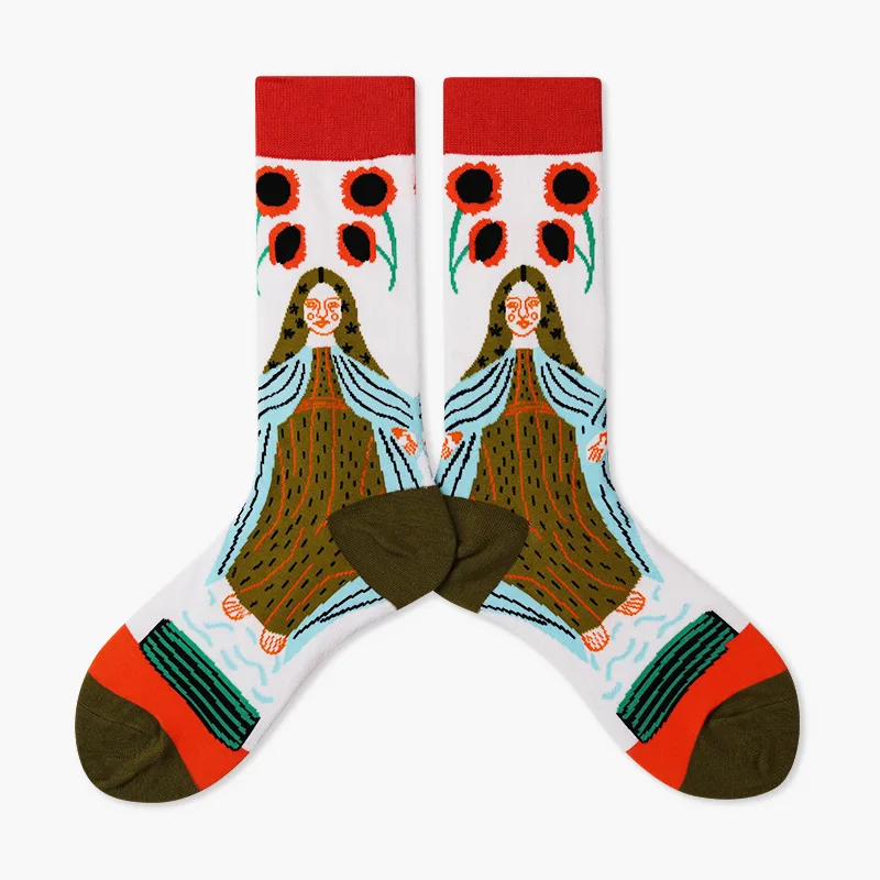 

Novelty Colorful Oil Printing Make U happy Personalized Teen Young Girl And Boy Need to Matching Clothes Crew Fashion Socks