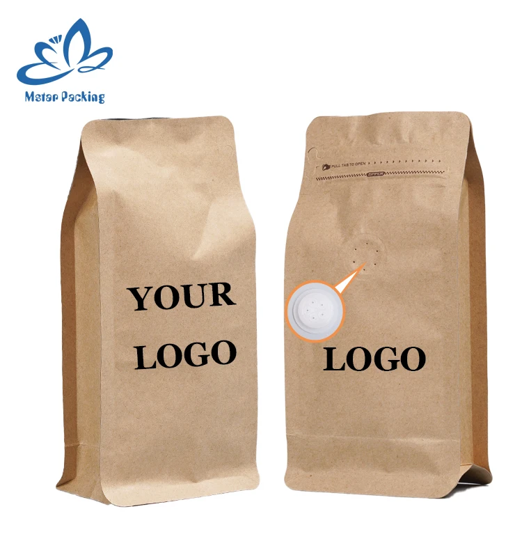 

Flat Bottom Zipper Bags With Pouch Valve Gusset Paper Aluminum Foil Packaging Pouches Qianyi 100 G Custom Kraft Side Coffee Bag