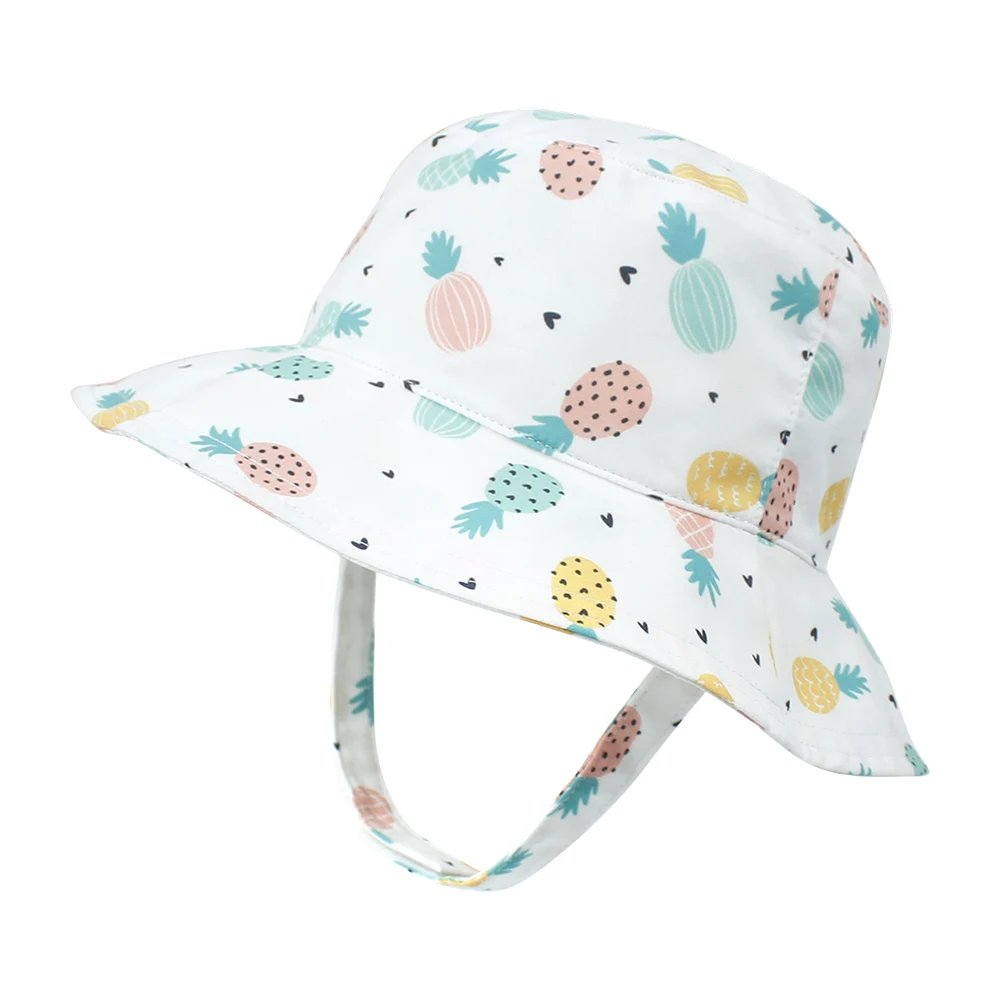 

wholesale custom logo baby fisherman chin strap beach summer baby hats & caps kids sun reversible bucket hat