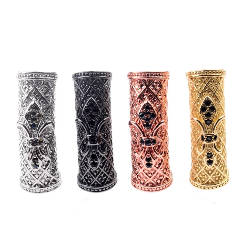 

High Quality Black CZ Micro Pave Fleur De Lis Tube Beads For Jewelry Making