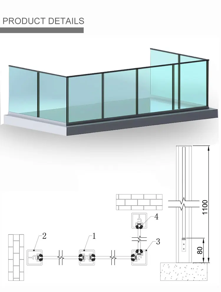 North American standard Frameless glass balustrade glass railing glass pool fencing